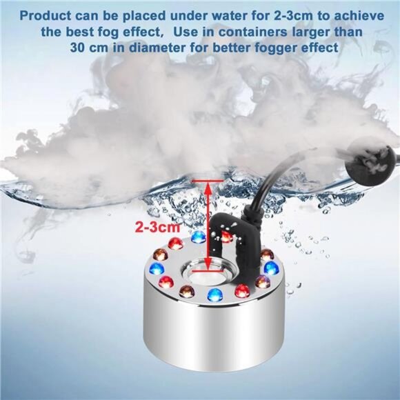 350ml/H Mist Maker Fogger,12 LED Color Changing Fog Atomizer Air Humidifier - Picture 5 of 7